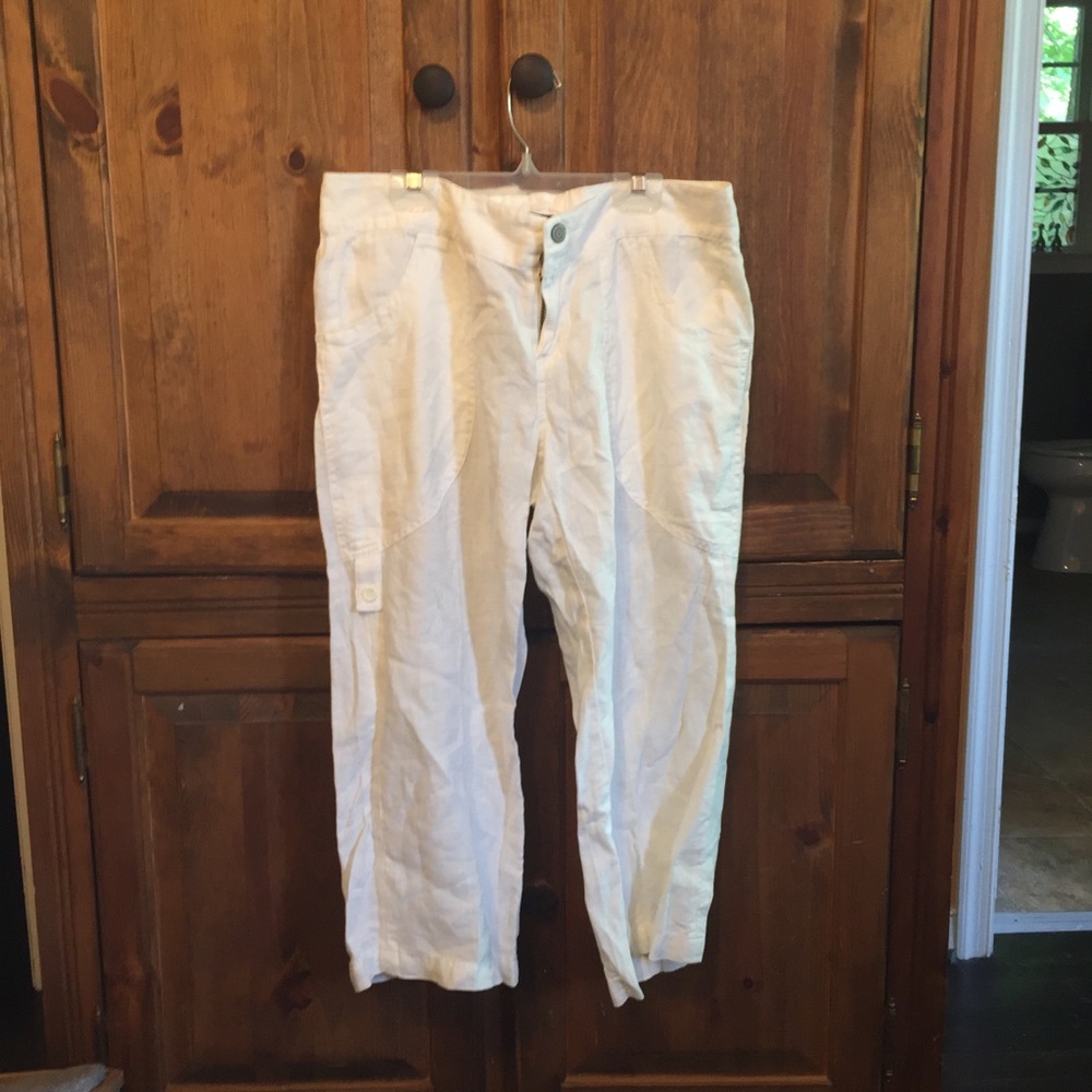 Express White Linen Lace Up Pants